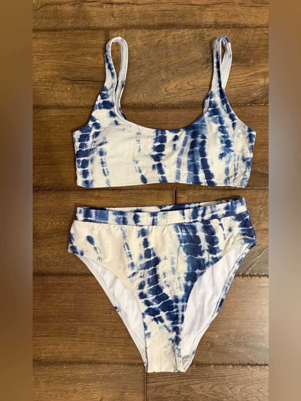 Blue Tie-Dye Two-Piece Swim Set